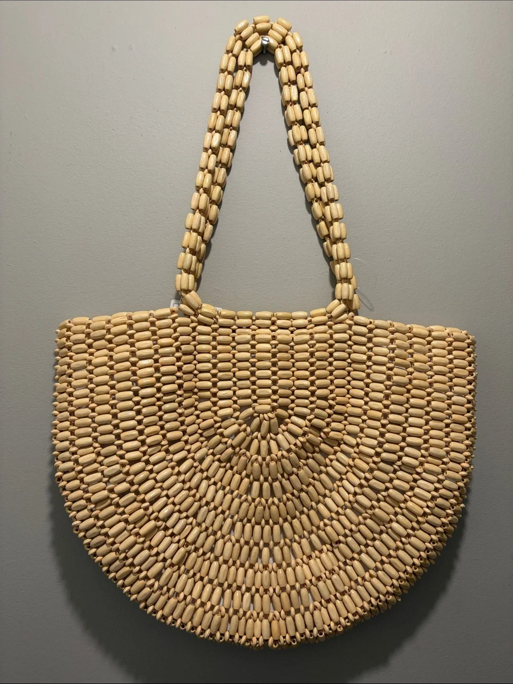 Rachel Ashwell Beaded Canvas Tote Bag in Natural Beige color